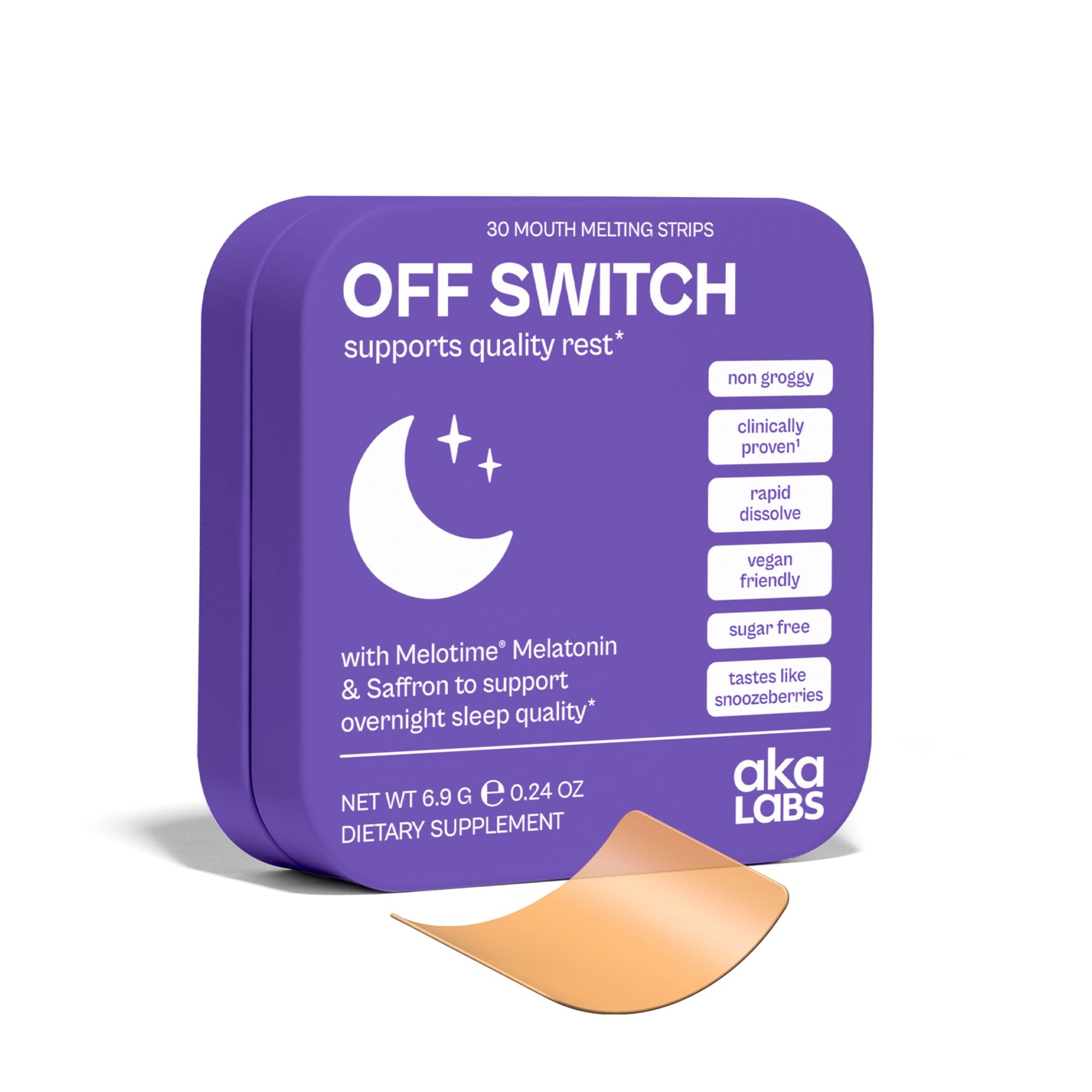 Off Switch, Snoozeberries Flavored Melting Wellness Strips, 30 Ct