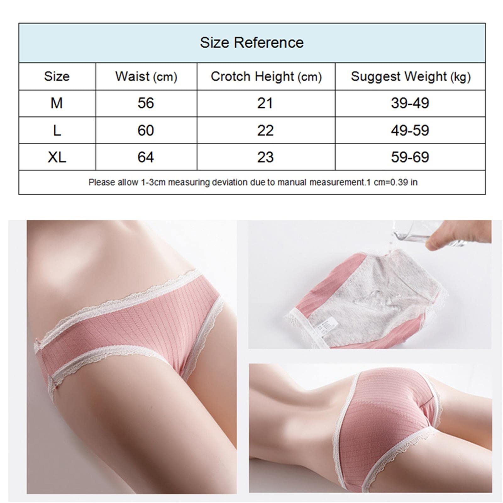 Unterhosen Damen 3 Packs Lady Leak Proof Menstruation Slips-Blue,L