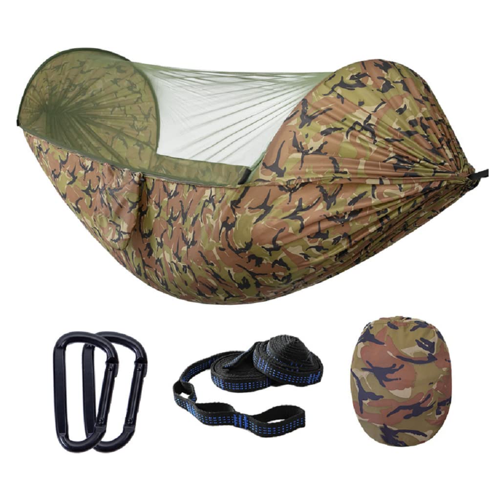 Hängematte Outdoor,2 Personen Hängematte Mit Moskitonetz Ultraleicht - 300KG ​Tragkraft | 290 X 140 cm,3 in 1 Funktion Fallschirm Camping Hängematten Zelt Für Trekking, Reise, Strand, Garte,A