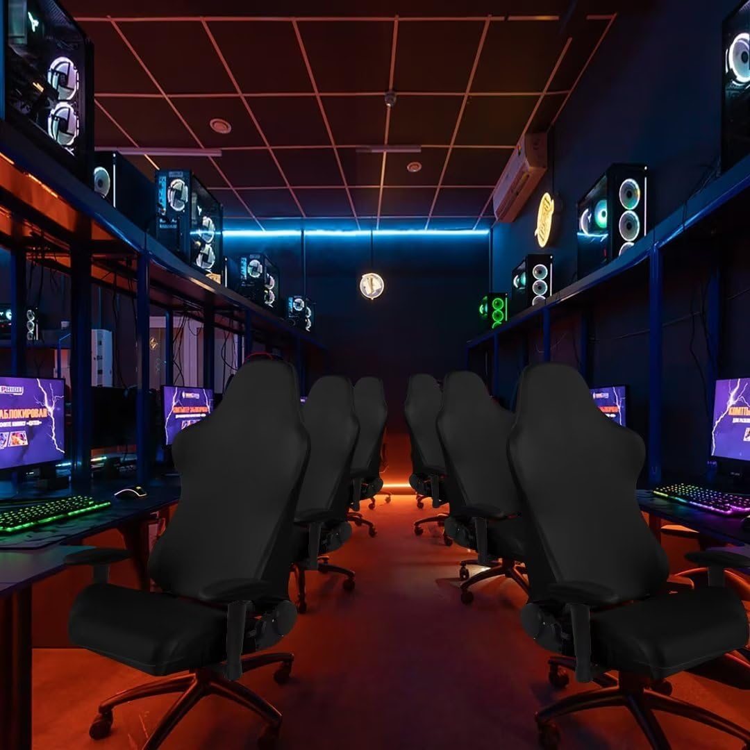 SARAFLORA 2 Pack Gaming Chair Cover, Stretchable Computer Chairs Cover Removable Office Chair Cover for Armchair, Swivel Chair, Computer Boss Chairs, Spandex Chair Slipcovers, Black