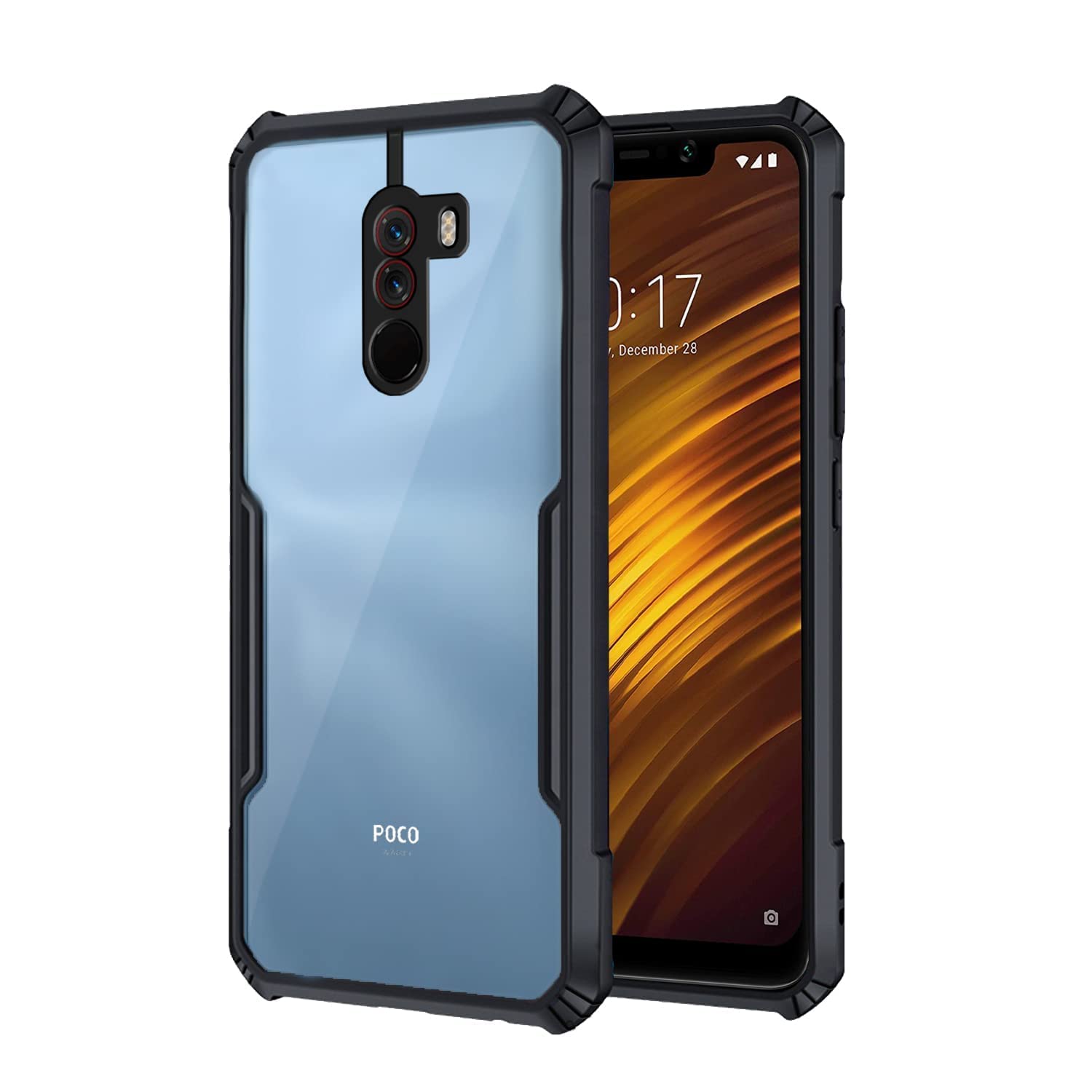 Dashmesh Shopping Shockproof Crystal Clear Back Cover Case for Poco F1 | 360 Degree Protection | Protective Design | Transparent Back Cover Case (Black Bumper) (B0BS3VDHHH) Amazon Price History, Amazon Price Tracker
