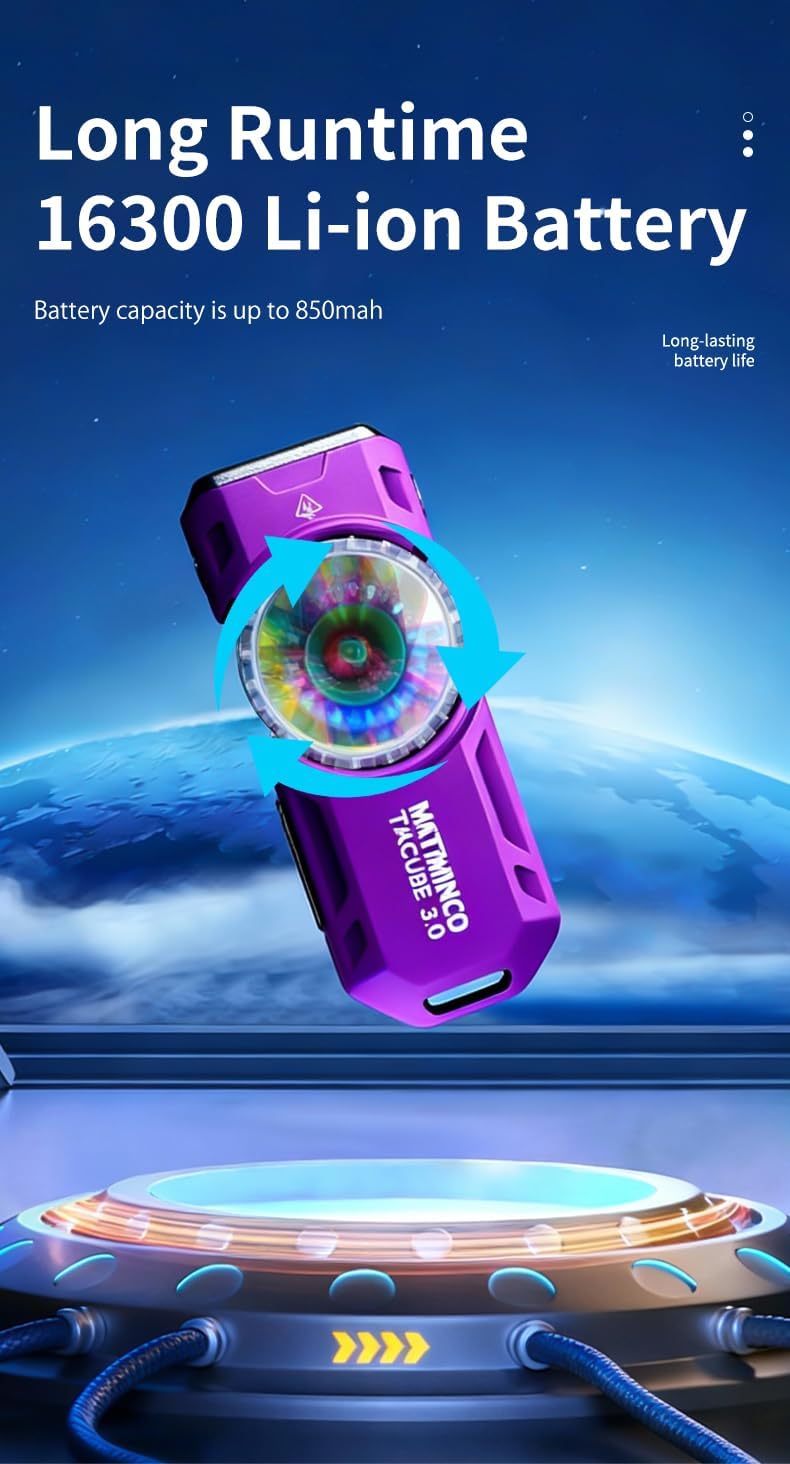 TACUBE 3.0 EDC Flashlight, Super Bright Small LED Torch, Spot & Flood Beams with 395nm UV & RGB Modes, Type-C Rechargeable Battery, Magnetic Base for Camping & Emergency (Orange-Ceramic+SS)