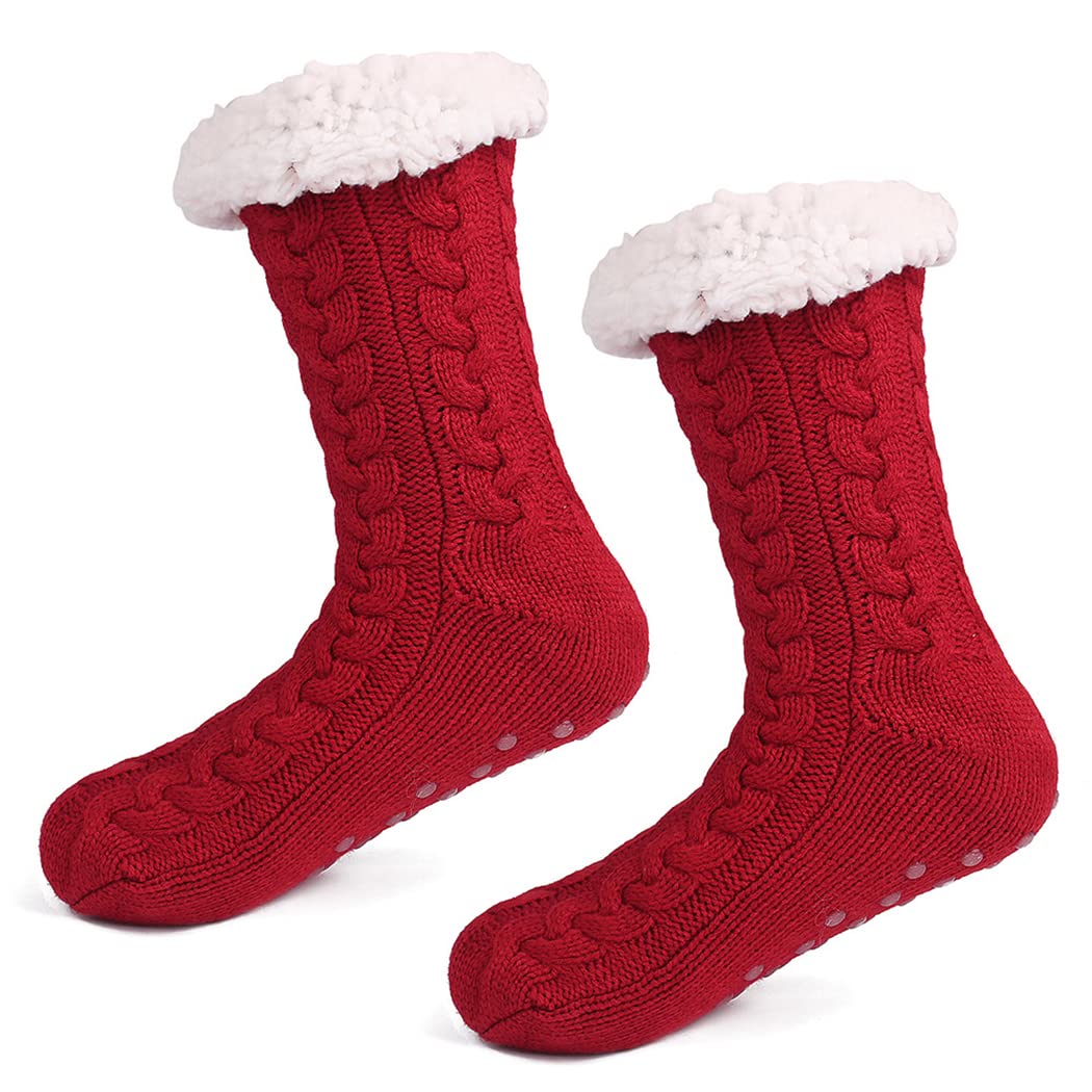 Calcetines térmicos elásticos y cálidos, clásicos: bonitos calcetines transpirables simples 6 pares antideslizantes de punto de invierno, multicolor, Talla única