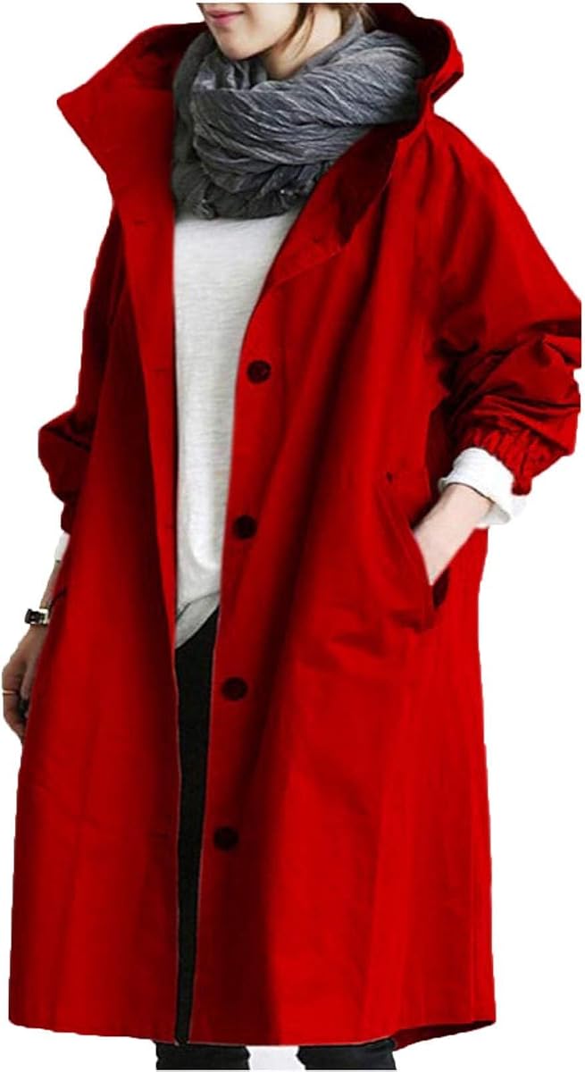 Nantdog Rain Jacket for Women 2024 Windbeaker Waterproof Poncho Lightweight Long Hooded Coat Fashion Travel