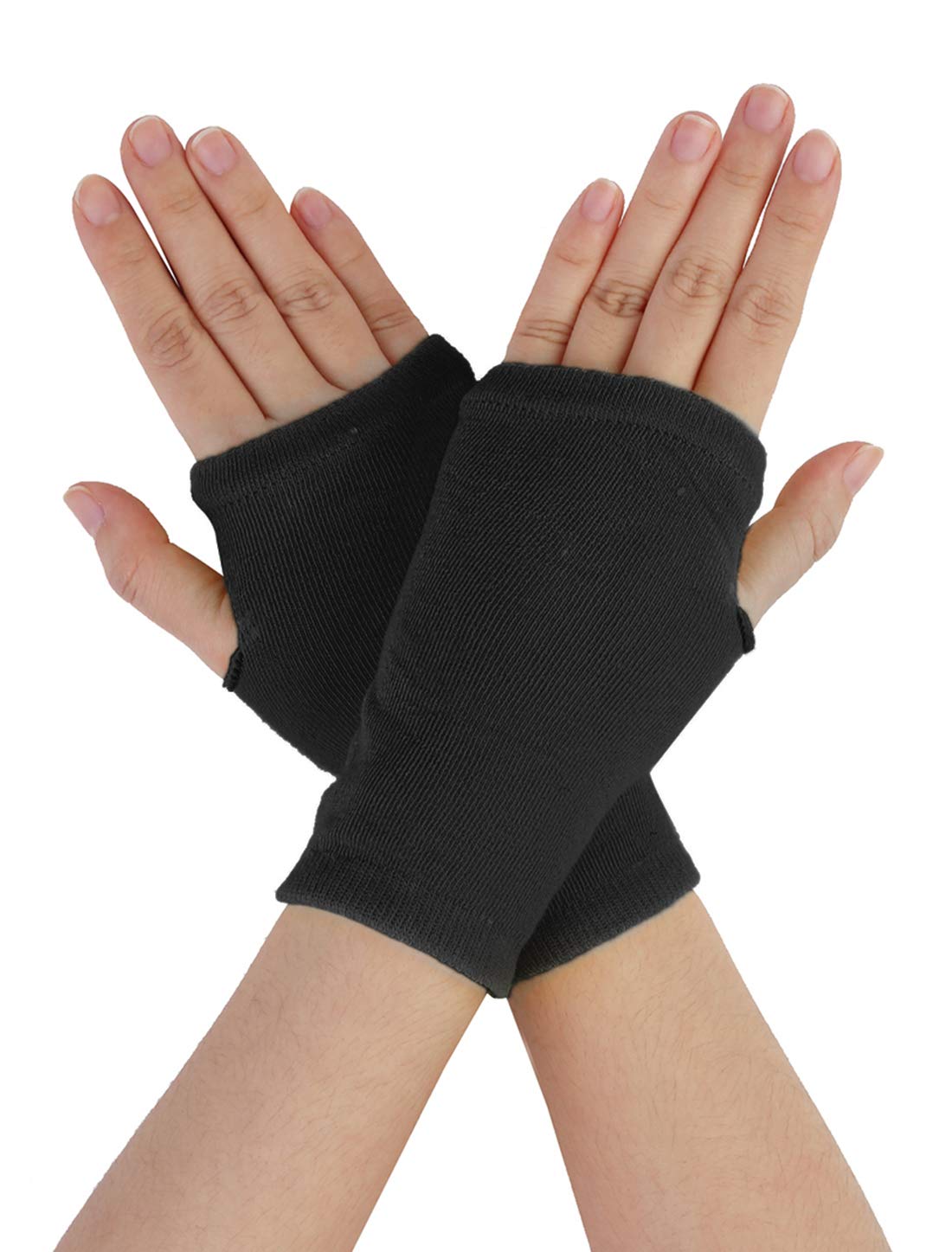sourcing map Coppia Solido gommoso colore grigio senza dita braccio invernale di scottaturaini guanti per le donne Grigio Taglia unica