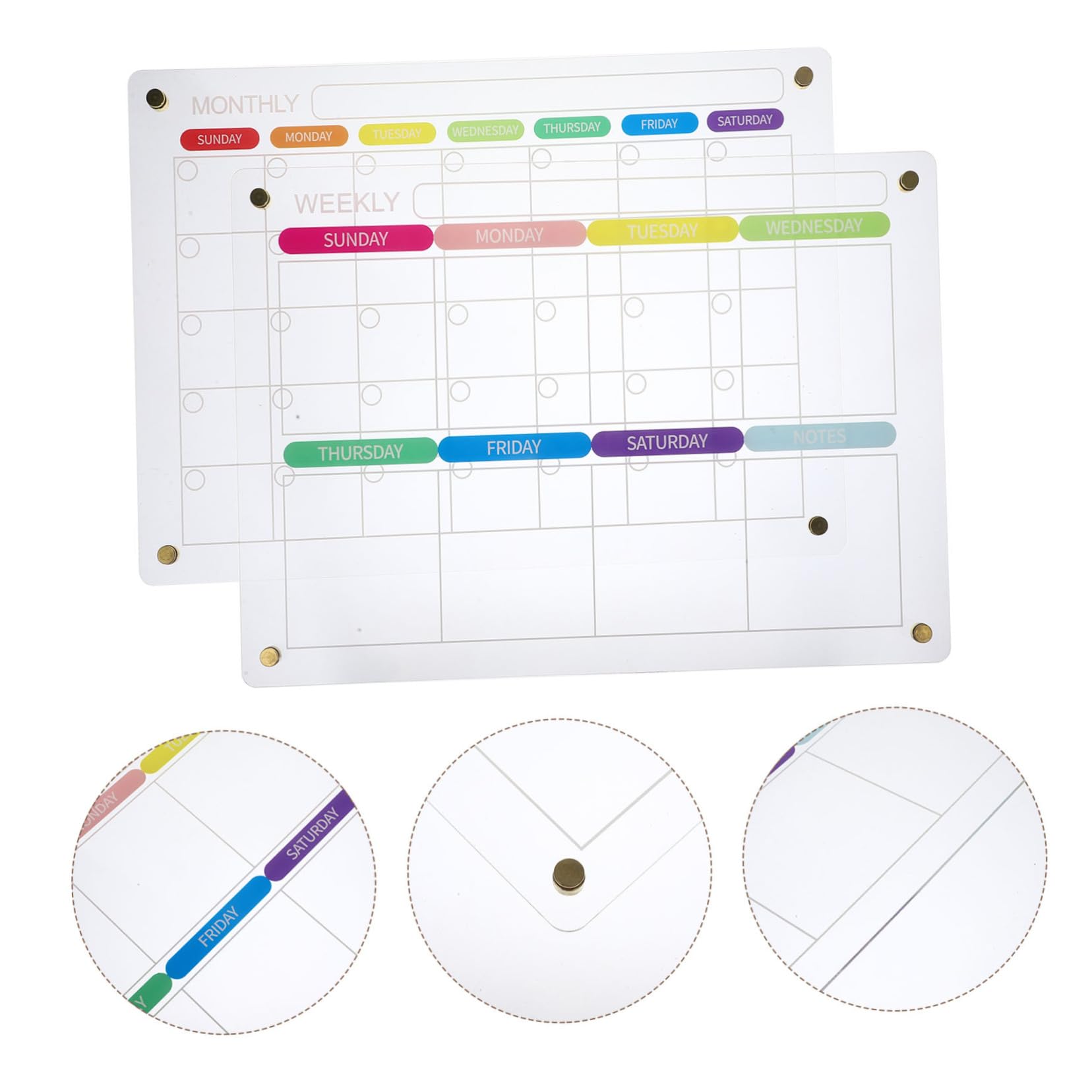 PLAFOPE 1juego Pizarra Magnética De Borrado Seco Con Planificador Semanal y Mensual Tablero Erasable Para Notas y Recordatorios Para Oficina y Hogar
