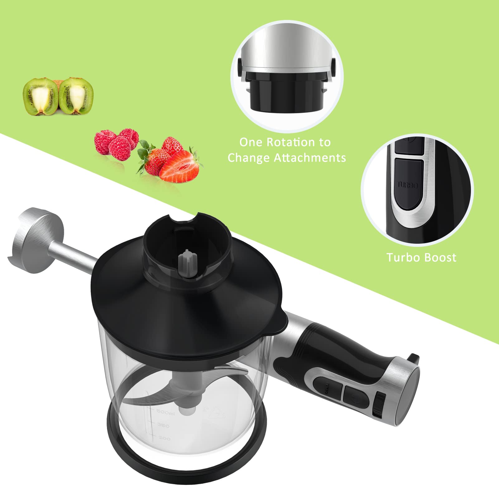 Stick Blender with Turbo 1000W 4 in 1 Immersion Blenders with 4 Sharp