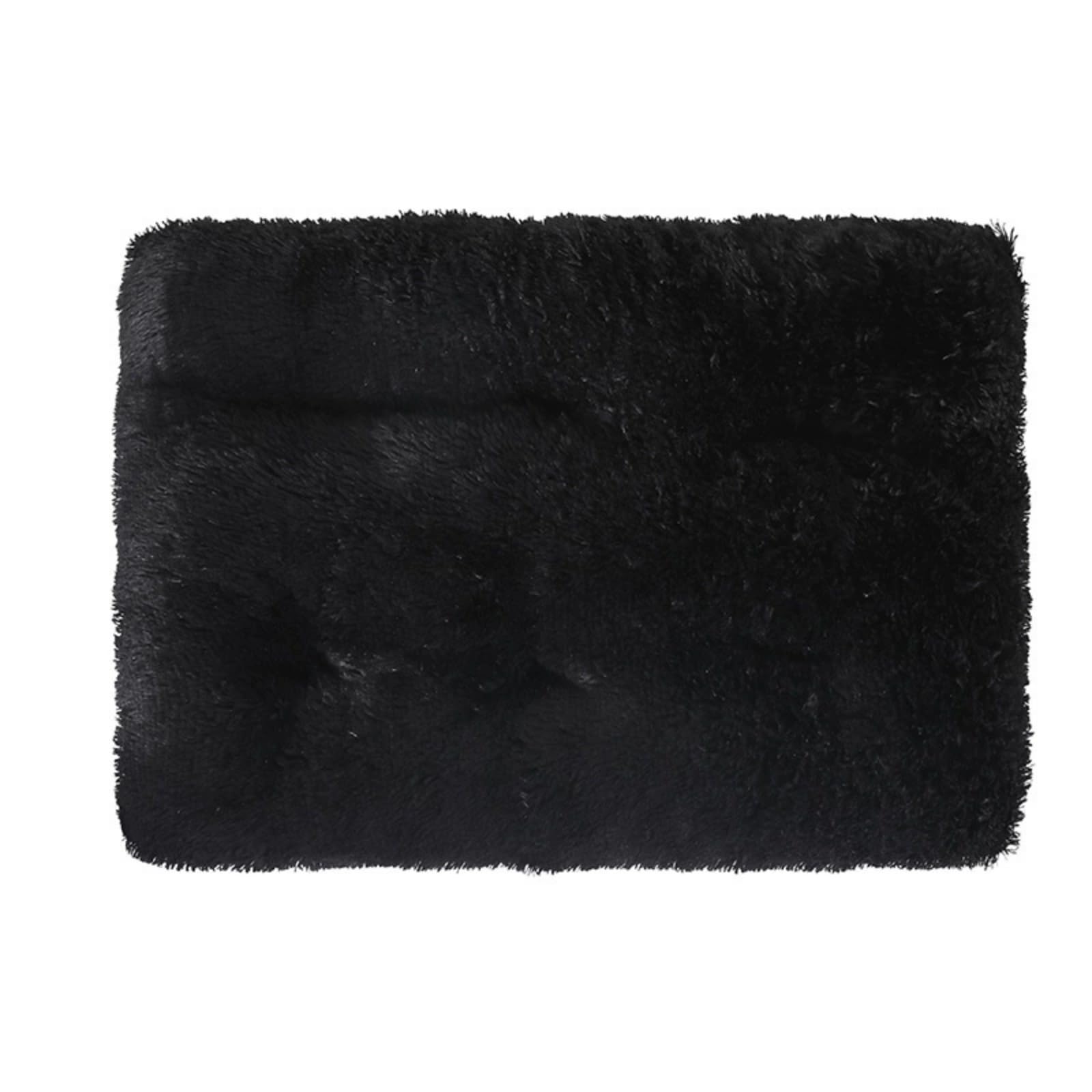 Mateju Plush Pet Bed Rectangle, Fluffy Pet Cushion Thick Warm Soft Plush Dog Cat Bed for Indoor Calming Puppy Kitten Petbed with Non Slip Bottom for Small Medium (Black,M 65x50cm)