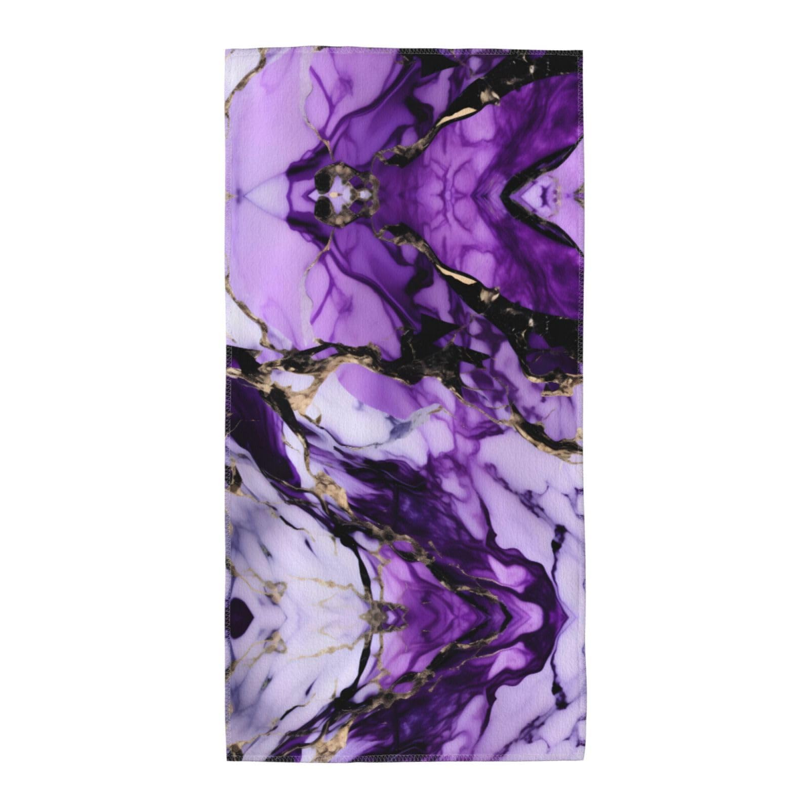 SDEGTHO Purple Marble Fashion Printed Bath Towel High Water Absorption For Hiking Trip
