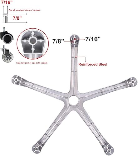 Miniatura 4 de Kaleurrier Base de aluminio para silla de taburete de 5 patas, resistente 300 libras, tamaño estándar universal, acabado pulido
