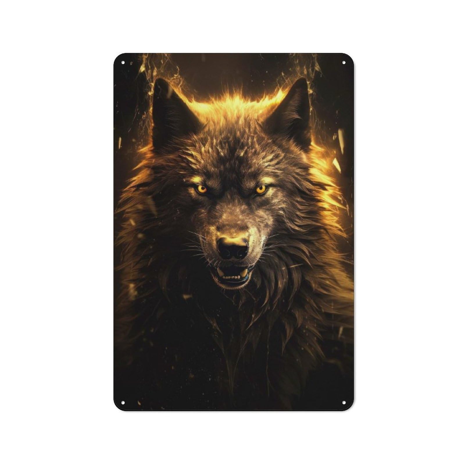 Junmoney Unleashed Black Wolf Industrial-Style Tin Sign 30X20cm For Café Or Home Bar, For Cooler-Month Interiors With Industrial Character