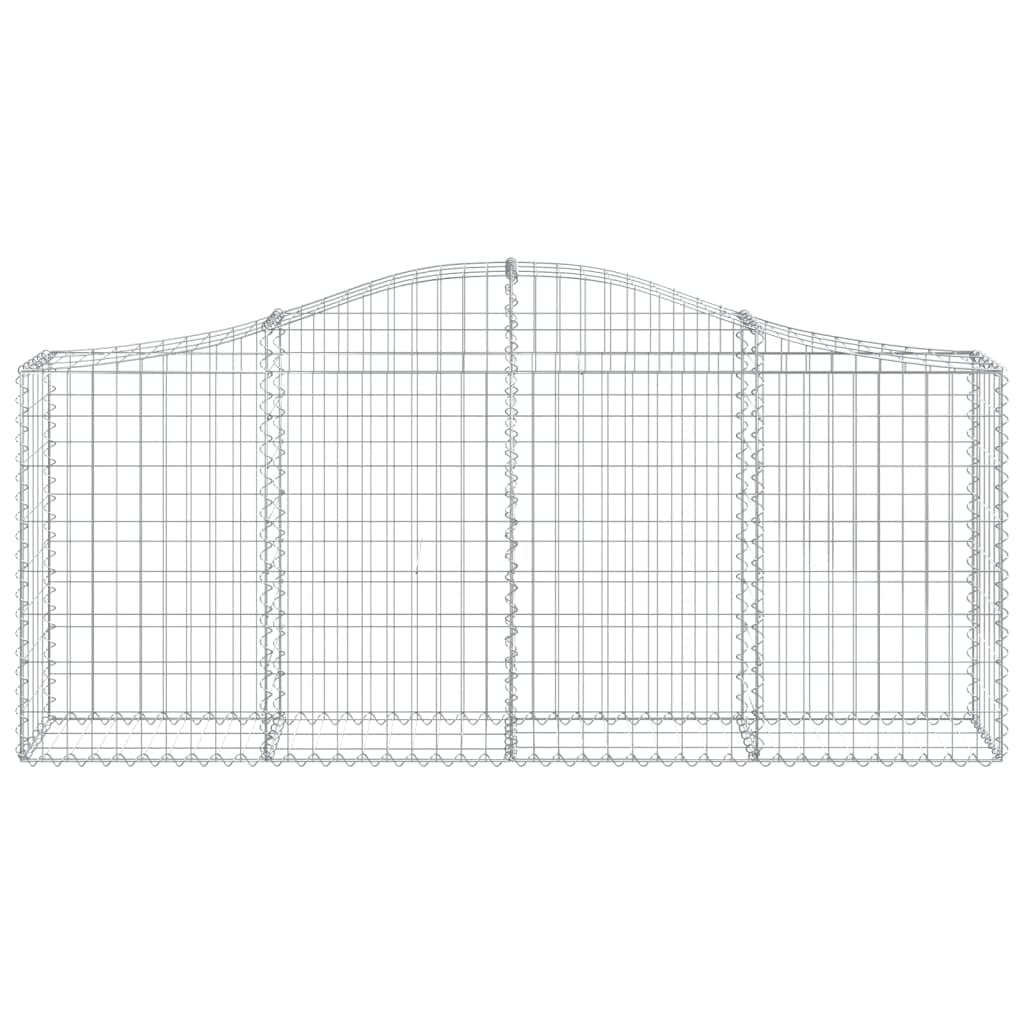 Gabionen mit Hochbogen 40er-Set, 200x30x80/100 cm Gabionenwand aus verzinktem Eisen, Steinkorb als dekorative und schallschützende Gartenbarriere, Windschutz für Außenbereich