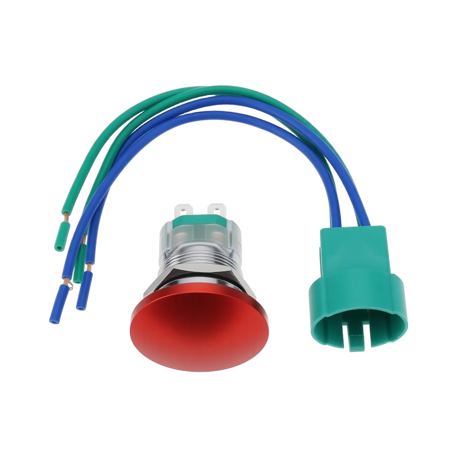 EMSea 22mm Mushroom Head Momentary Push Button 12V 10A Waterproof SPST Switch with Wire Red