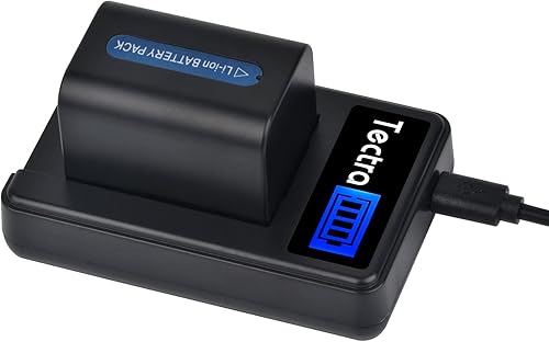 Miniatura 3 de Tectra Paquete de 2 baterías NP-FH70 y cargador USB LCD para Sony NP-FH30, NP-FH50, NP-FH60, NP-FH90 NP-FH100 y Sony HandyCam DCR-DVD650, DCR-HC20,