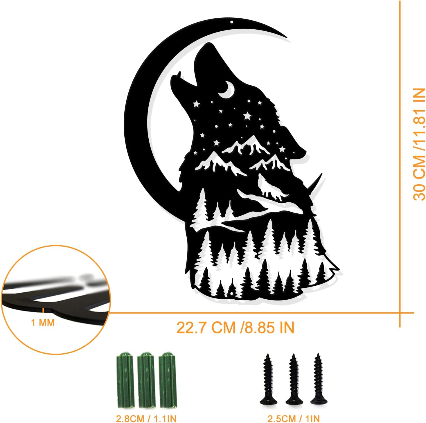 NBEADS Howling Wolf Metal Wall Art Decor, Wildlife Metal Wall Decor Wall Hanging Decor Animal Silhouette Wall Art for Bedroom Living Room Yoga Room Office Garden Hotel Wall Decoration, 11.8x8.9 image 3