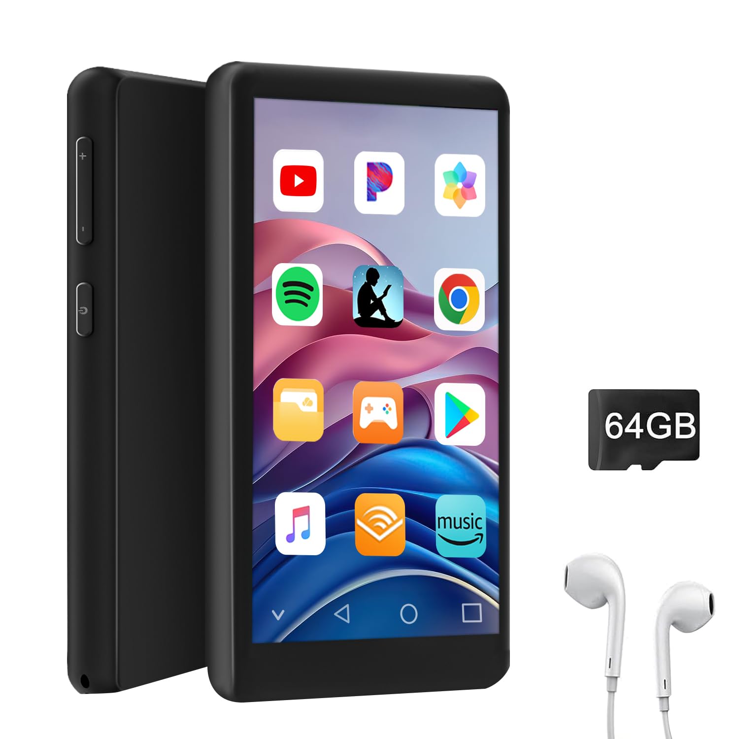 96GB MP3 Player with Bluetooth and WiFi, 4" Touch Screen Mp4 Player with Spotify, APP Store, Audible, Music, Video, FM, E-Book, Games, Includes