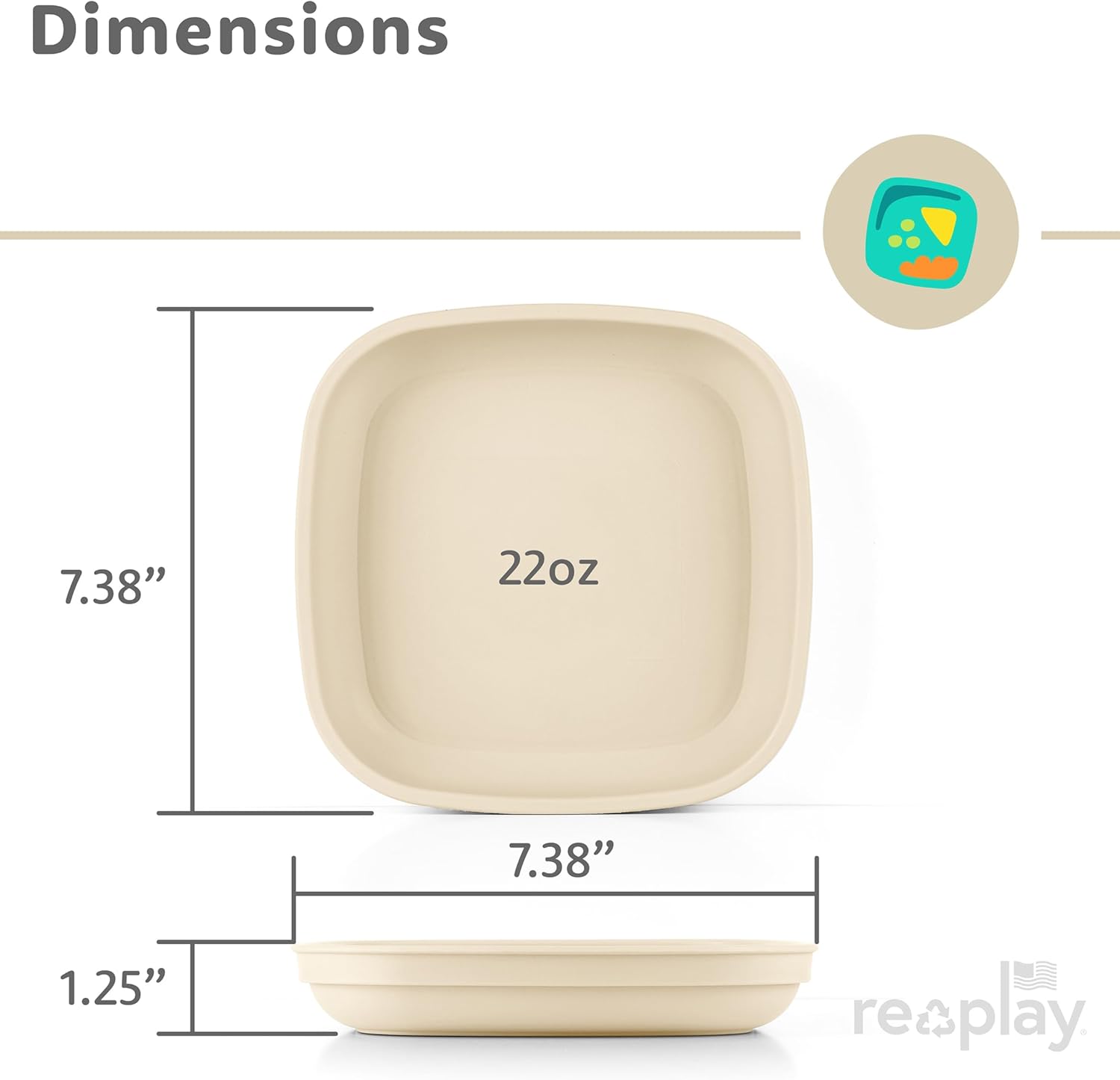 Re-Play Toddler Plates - 22 Oz. Deep-Walled Flat Kids Plates with Lid - Dishwasher & Microwave Safe - Made in USA - Set of 3-7.37" x 7.37" x 1.25" - Desert Roses - Image 9