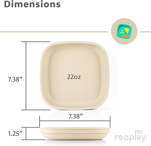 Miniatura 9 de Re Play Placa plana de 7 pulgadas con tapa de silicona, fabricada con silicona platino de grado médico, con tapa, rosas del desierto, paquete de 3