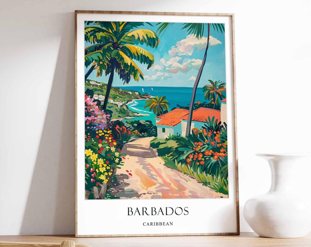 1 Barbados Poster Caribbean Poster Barbados Print Tropical Poster Caribbean Decor Barbados Wall Poster A5 - Wall Art Home Decor Movie Poster Canvas Film Cinema Retro Vintage Cult Classic Nostargic Sa