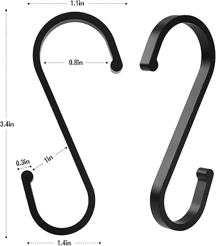 Miniatura 6 de Paquete de 12 ganchos en forma de S, ganchos versátiles en forma de S para colgar tazas de café, ollas de cocina y sartenes (negro)