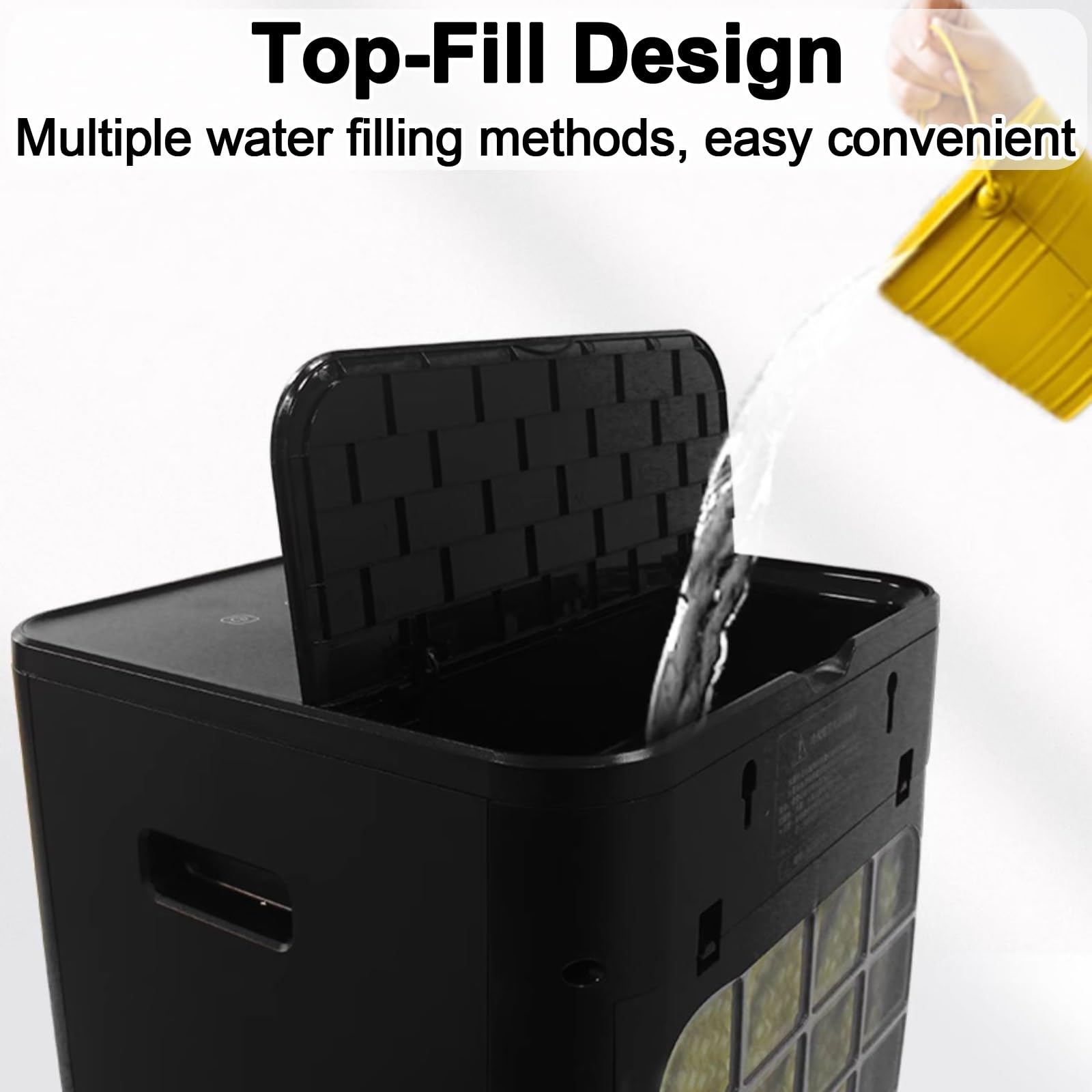 Raffrescatore Evaporativo Portatile con Serbatoio Dell'acqua da 40 L | Design con Riempimento Dall'alto, Timer da 15 ore, Controllo Touch e Telecomando, Nero, per Camera da Letto e Ufficio