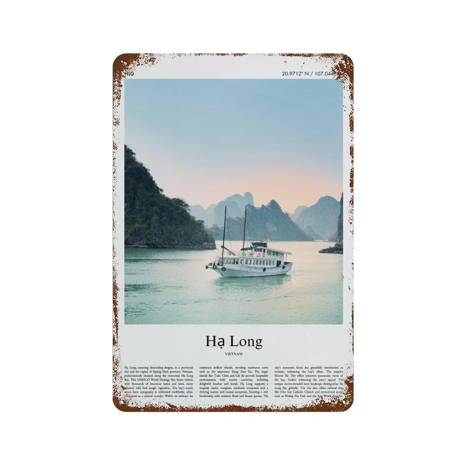 xiaoxiaoshen Hạ Long Vietnam City Scenery Wall Decor Art Metal Tin Poster Modern Home Decor Art Home Bar Shop Decorations Vintage Sign 30x20cm