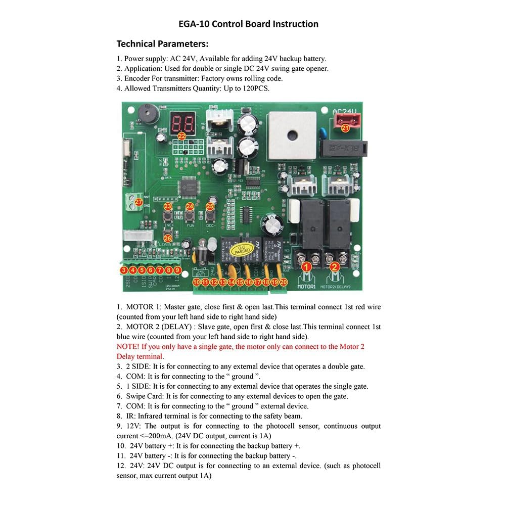 Placa PCB Universal de 24 V CC para de Control de Puerta Batiente de Doble Brazo Automático, Panel de Control, Centro de Control Inteligente B