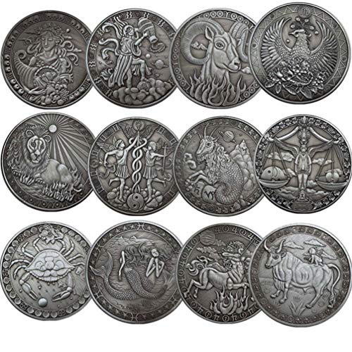 PRETYZOOM Sternbild Münze Widder Münze Geschenk Vintage-Stil Horoskop Münze Geburtstag Zeichen Glück Andenken Münze Stereoskopische Metallmünze Handwerk (Widder)