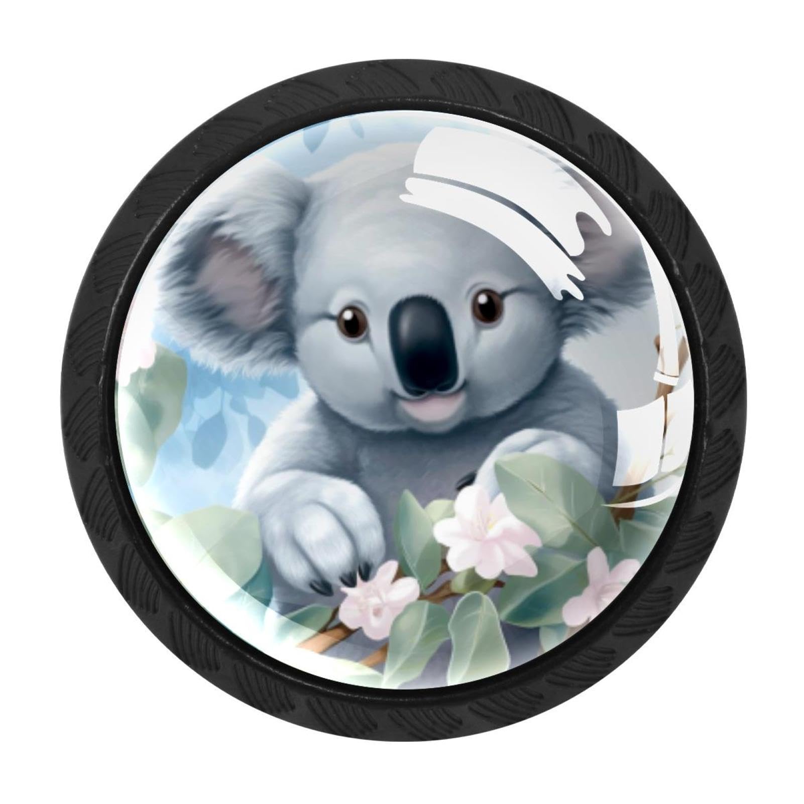 Chenzzzz Multicolored 20 4 Pieces Koala Drawer Knobs, 35Mm Black Cabinet Knobs, Drawer Pulls And Knobs, Dresser Drawer Knobs, Cabinet Hardware Kitchen Cabinet Knobs