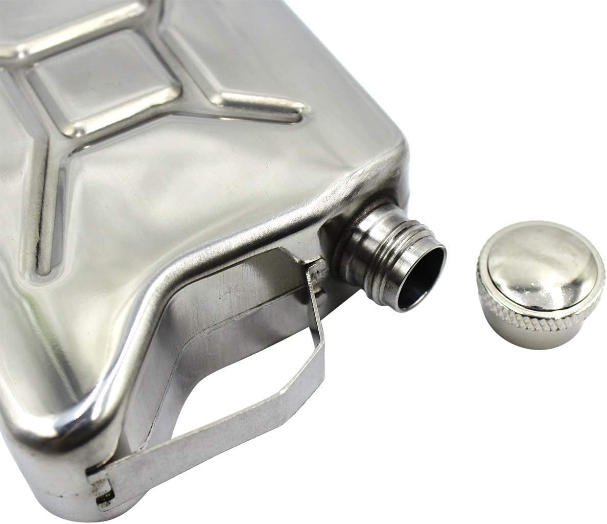 2PCS SET 5oz Stainless Steel Jerry Can Hip Flask Liquor Whisky Pocket Bottle Shape Mirror Finished with a Funnel Funny Retro Novelty Drink Holder Gag Gift