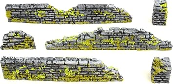War World Gaming World at War Stone Wall and Pillar Sections Large Set 28mm WW2 Normandy Wargame Terrain Model Diorama