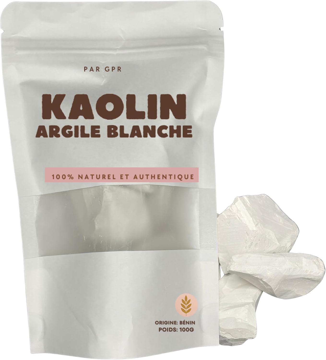 Kalaba Naturel 100% Pur – Kaolin du Bénin – 100 g – Argile Blanche Africaine – Terre Naturelle - Veloutée et Ferme -Texture Satisfaisante - ASMR