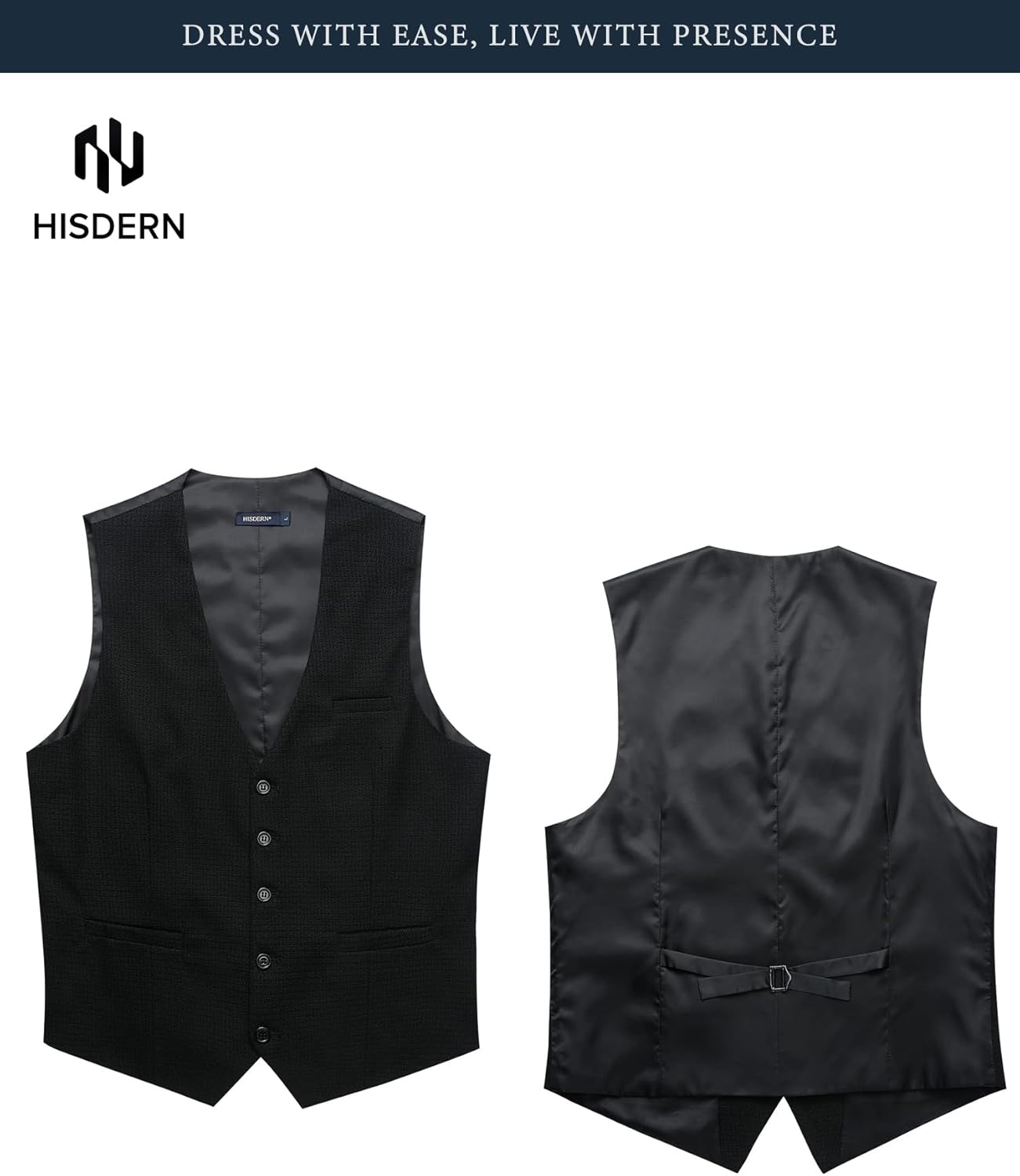 HISDERN Men’s Suit Vest Waistcoat with 3 Pockets Slim Fit for Business Formal Wedding Prom and Casual Tuxedo Wear - Image 6
