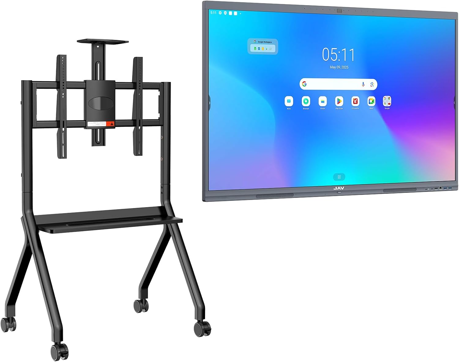 JAV 55 Inch Smart Board Interactive Whiteboard with Stand for Classroom Office Home, 4K UHD 8+128GB Touchscreen Smartboard with Built-in EDLA Licensed Android OS & Open App Ecosystem