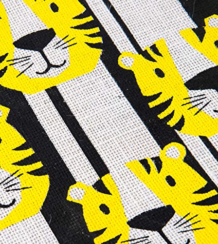 Image of H&B Jute Bag for Shopping - Printed Jute Bag | Shoulder Bag | Shoppers Tote | Jute Bag Big Size | Grocery Bag | eco Friendly Bags for Shopping - Cute & Quirky Collection (Little Tiger - Yellow)