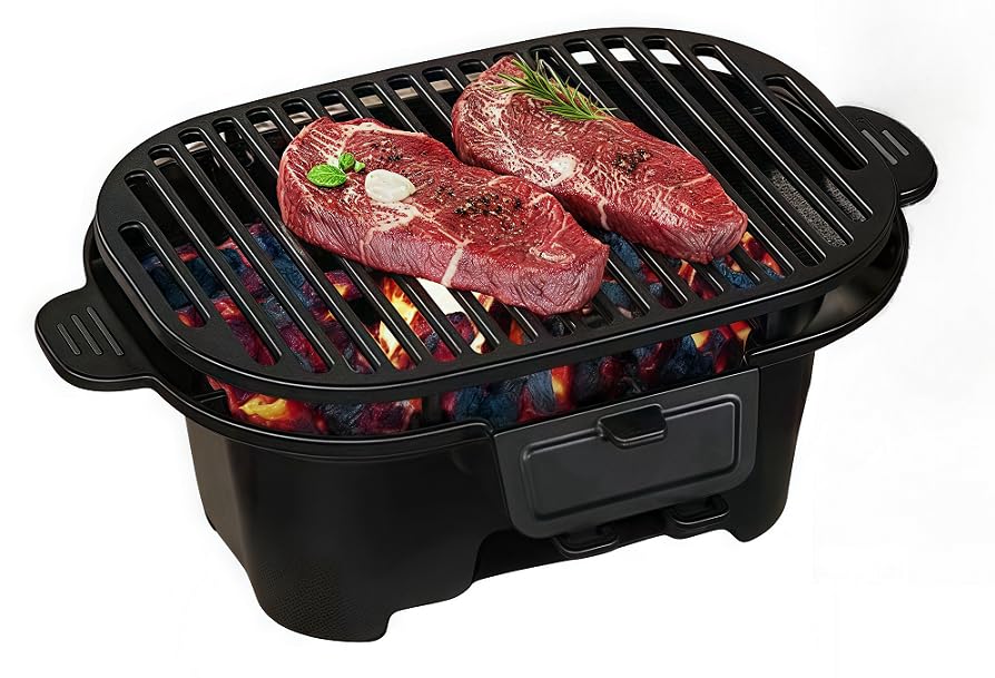 Cheminée à charbon portable en fonte contre le froid dehors, cuisine nomade sans fumée