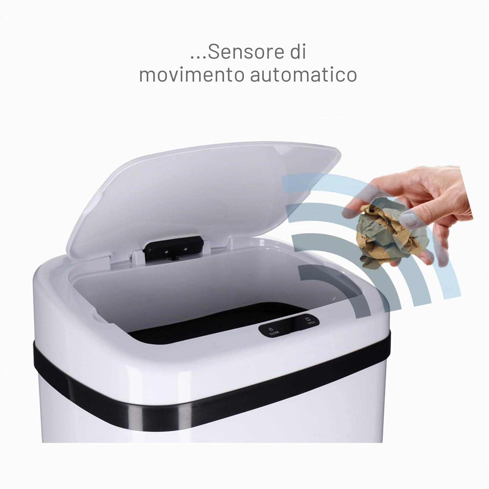 Pattumiera con sensore da Cucina 40L, con sensore di Movimento, Pannello Touch & Display LCD, Acciaio Inox - Cestino dei rifiuti automatico a sensore, bidone dei rifiuti, cestino della carta