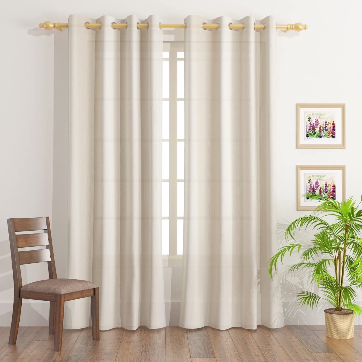 Home BoxPair Of Sarah Sheer Curtain 240x140 Cm Beige