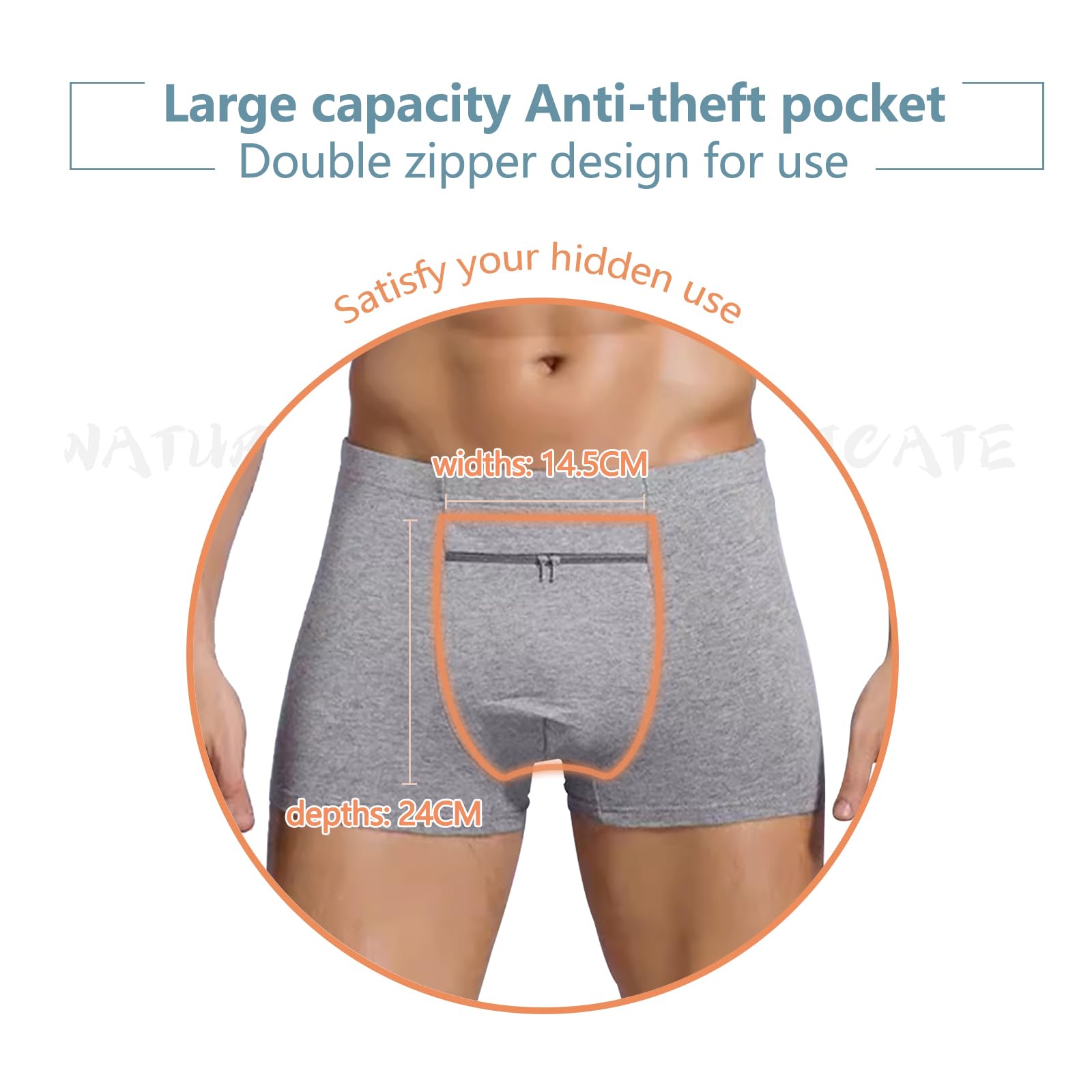 Stash Pocket bielizna dla mężczyzn, bokserki z tajną kieszenią