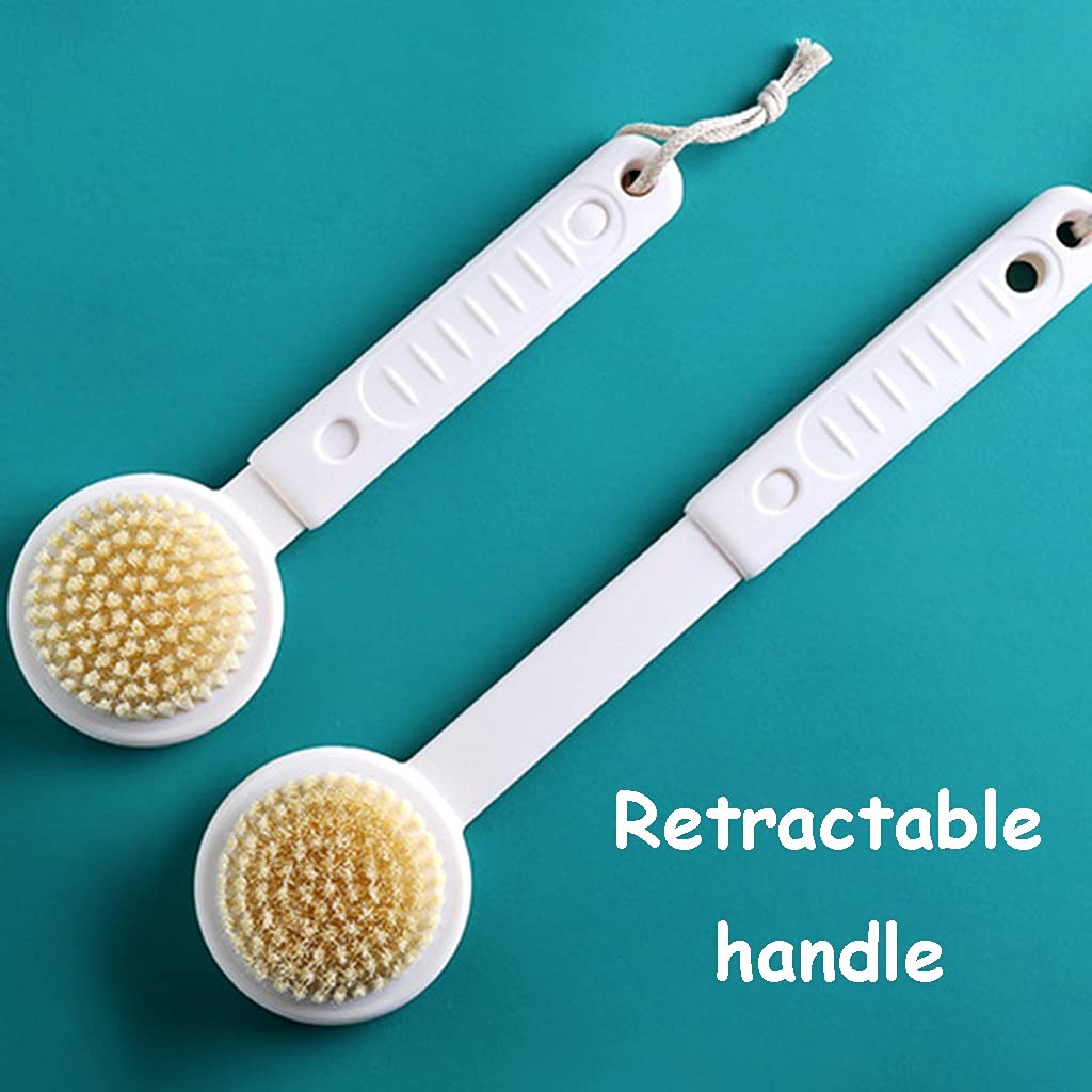 Cepillo para Fregar el Cuerpo La Longitud del Cepillo de baño se Puede Ajustar telescópicamente, cerdas Suaves, Mango de Tira Antideslizante de ABS Cepillo para Frotar en la Parte Posterior