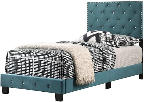 Miniatura 10 de Glory Furniture Cama individual tapizada de terciopelo Suffolk en gris Gris,Multicolor -,Azul marino,https://www.amazon.com/dp/undefined