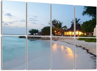 Art Acoustic Panels Self Adhesive Evening Nungwi beach 8 Packs Decorative Soundproof Wall Panels Large Sound Absorbing Panels for Home Office 48"x32"