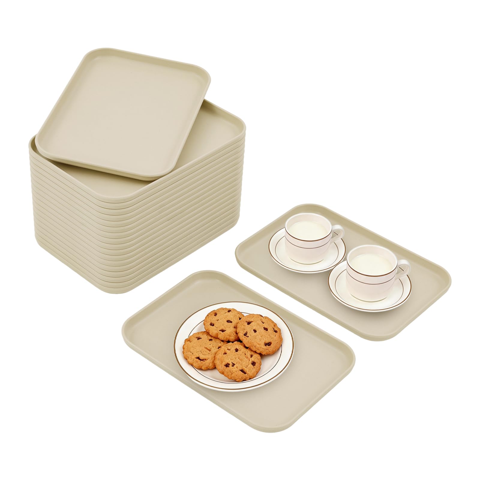 20 vassoi da portata, in polipropilene, impilabili, per cucina (beige, 24 x