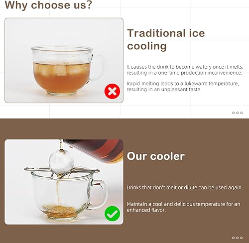 Miniatura 2 de WEIGUZC Herramienta de enfriamiento de café con esfera de hielo de acero inoxidable reutilizable, desbloquea sabores verdaderos del café, también