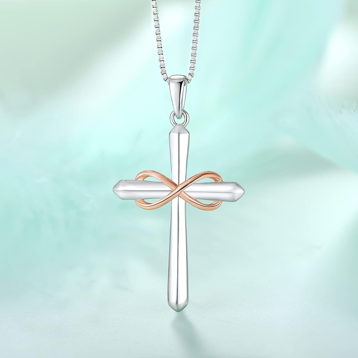STARCHENIE Infinity Cross Necklace for Women 925 Sterling Silver Polished Cross Pendant Crucifix Jewelry Gifts - Image 4