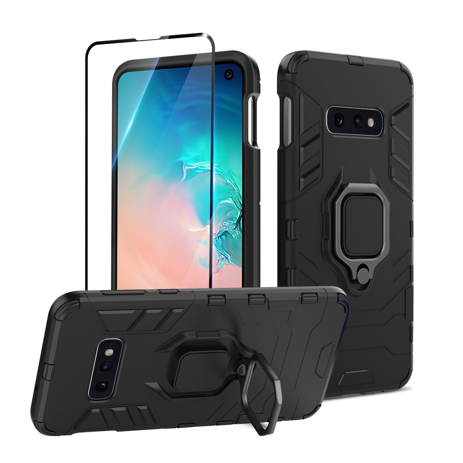 Funda para Samsung Galaxy A13 4G con Cristal Templado Protector Pantalla, Carcasa Antigolpes con Soporte anular metálico, Case Protectora de Grado Militar, Negro — view 54