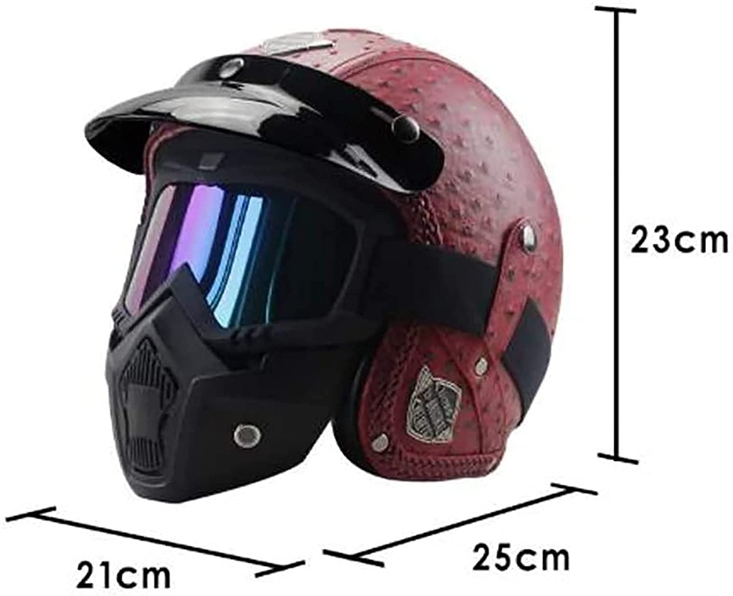 RUANLOV Casco Moto Jet,3/4 Mezzo Casco Moto con Visiera Parasole,Omologato ECE 22-05 Vintage Casco Moto Scooter Chopper Skateboard Ciclismo Gioventù Uomo Donna Casco (B L=59