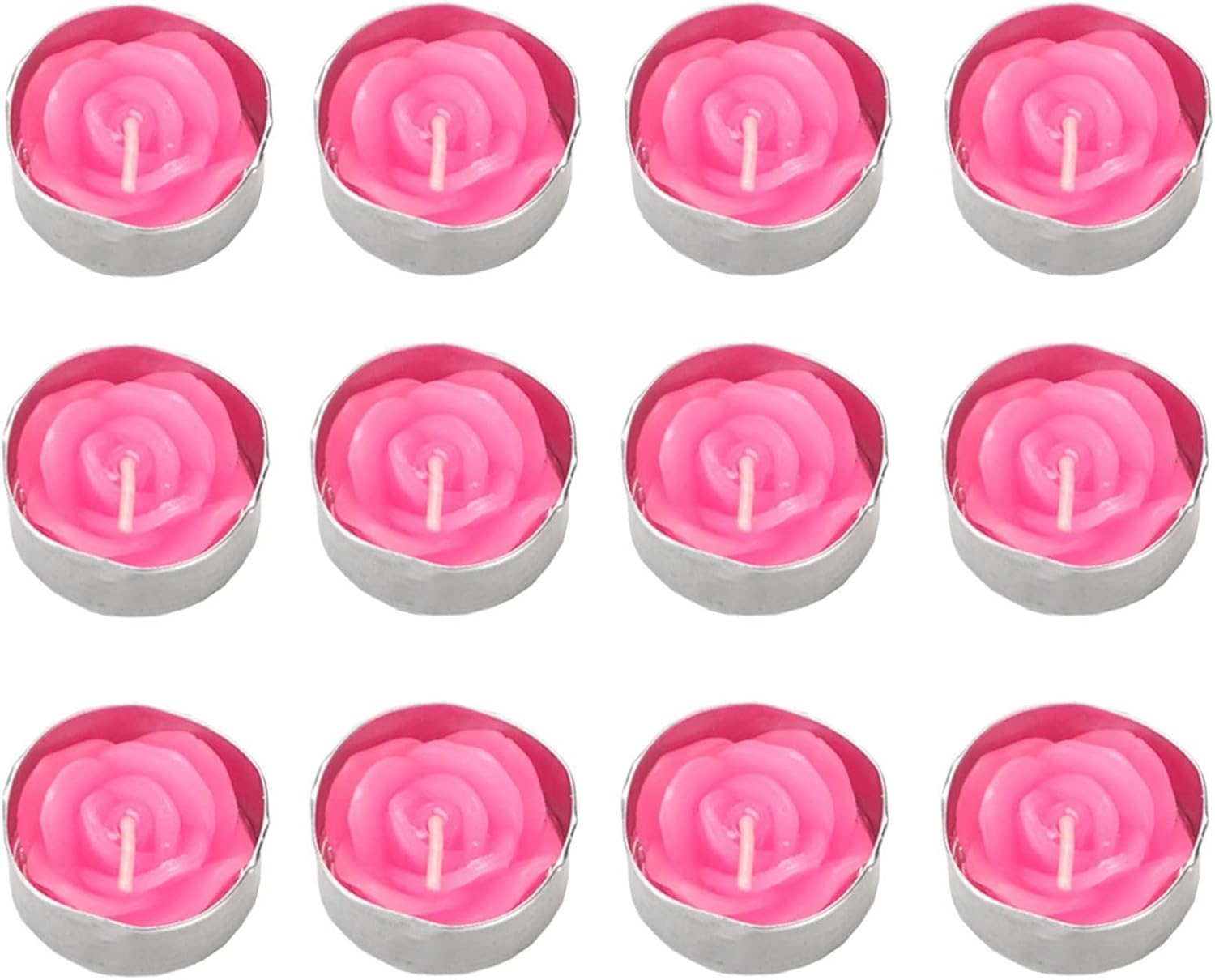 MengK Rose Scented Tea Lights Candles 12 Packs 2 Hours Burn