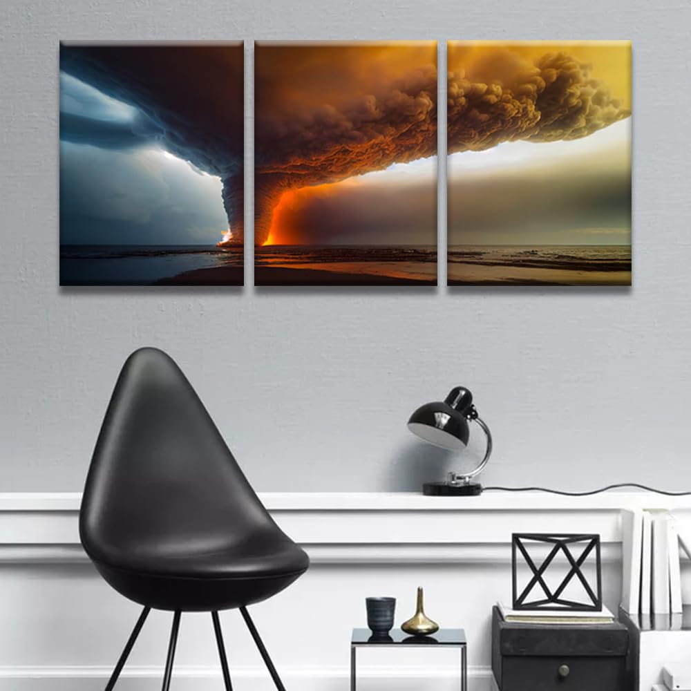 Amazon.co.jp: LSIUHWUWI オフィスウォールアート 3ピース 大規模な火