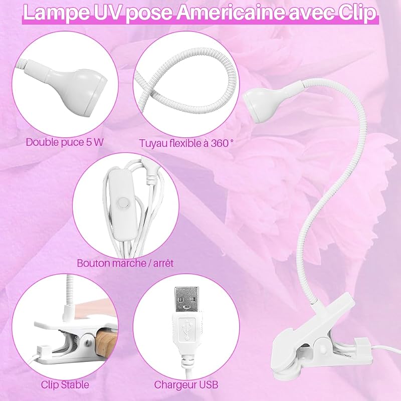 ASENTER 5W UV Műköröm Lámpa Fehér Csipesszel - Mini LED Lámpa Műgyanta és Műköröm Ragasztó Szárításához Otthoni és Szalonhasználatra